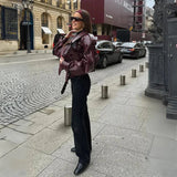 Jaqueta Elegante Couro Marjorie
