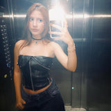 Corset Elegante Couro Lisa