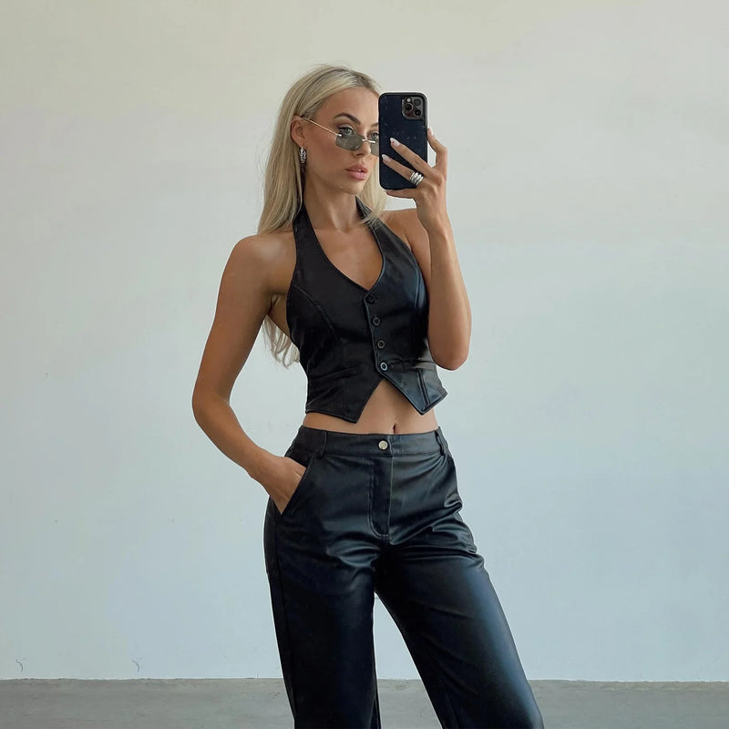 Cropped Elegante Couro Rosie